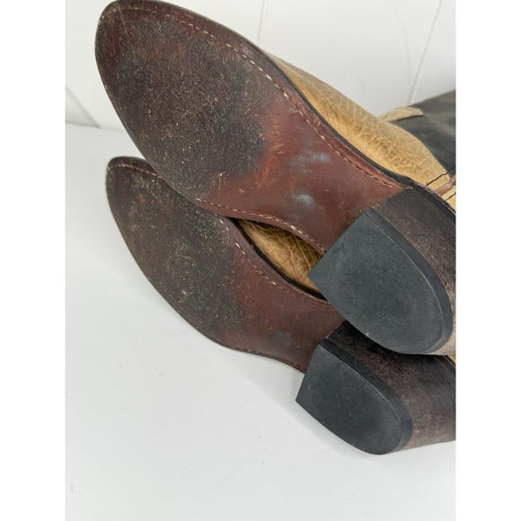 Vintage Leather Cowboy Boots Womens 6.5M Made in USA Black & Tan Western‎ - Picture 10 of 15